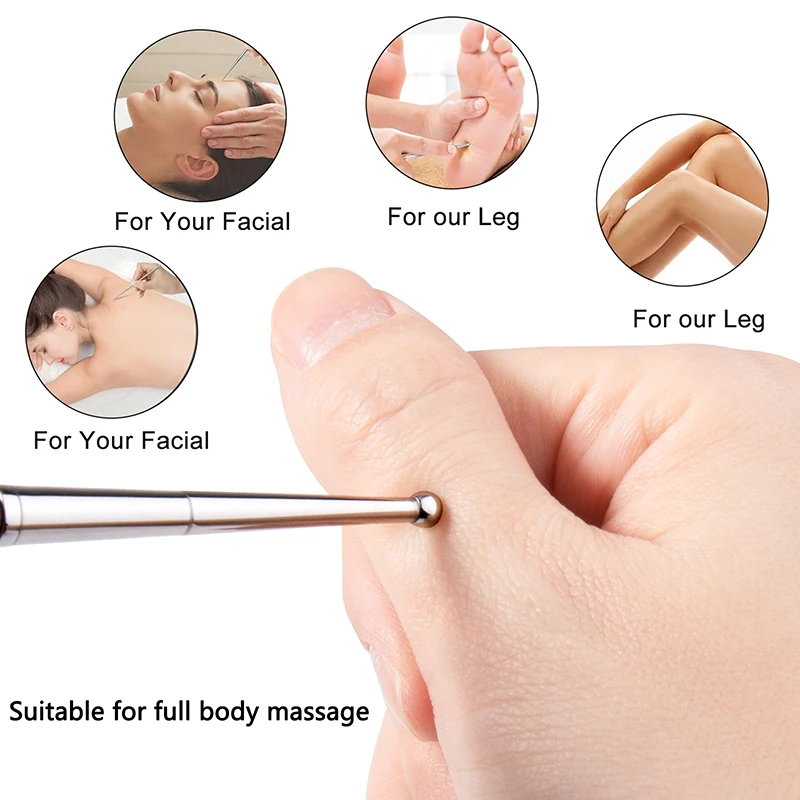 1pcs Double Head Acupuncture Pen Facial Reflexology Tools Stainless Steel Trigger Point Massager Tool Deep Tissue Massage Tool