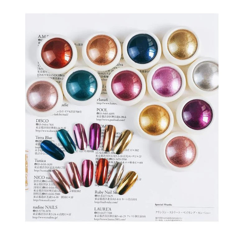 0,5 g/pot goud/zilver magische spiegel nail art glitter poeder metallic effect chroom pigment stof pure kleur plating manicure poeder