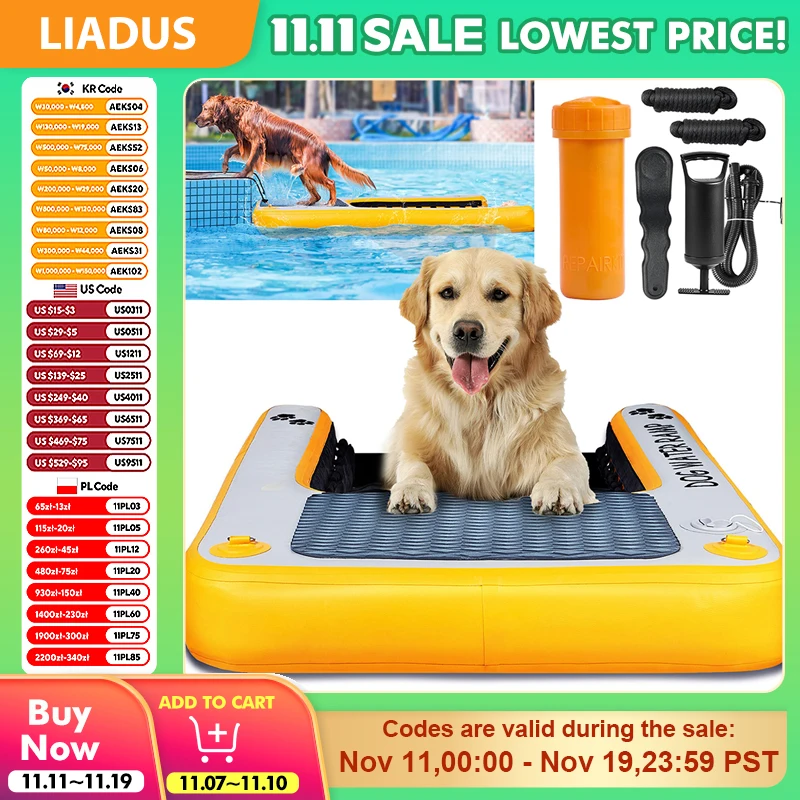 

Inflatable Dog Water Ramp Float Ladder EVA Anti-Slip Pad for Boats Pools Swimming Pets - Portable Pet/Dog Water Toy