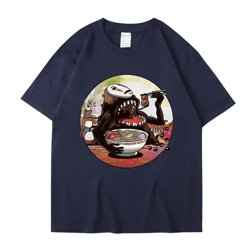 Cotton Round Neck Totoro Faceless Men's and Women's Short Sleeved T-shirt Ins Trendy Harajuku Loose Base Top New Product