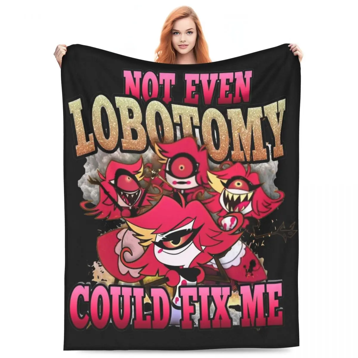 Hazbin Hotels Niffty Blankets Coral Fleece Plush Decoration Not Even Lobotomy Could Fix Me Relax Warm Throw Blankets for Sofa