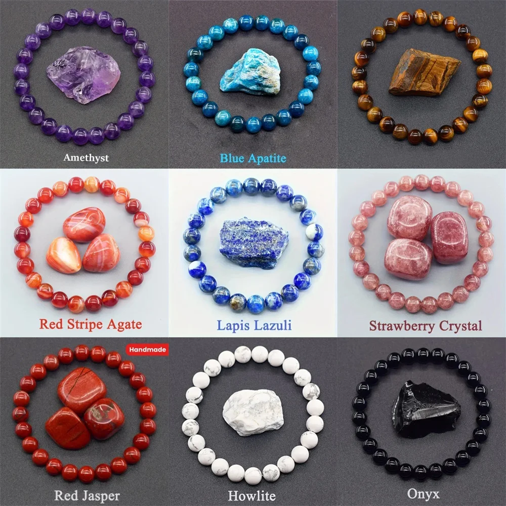 OUYADI Multi‑Color Natural Gemstone Beaded Bracelet Unisex Elastic Hand String Casual Wrist Jewelry Bulk Supply