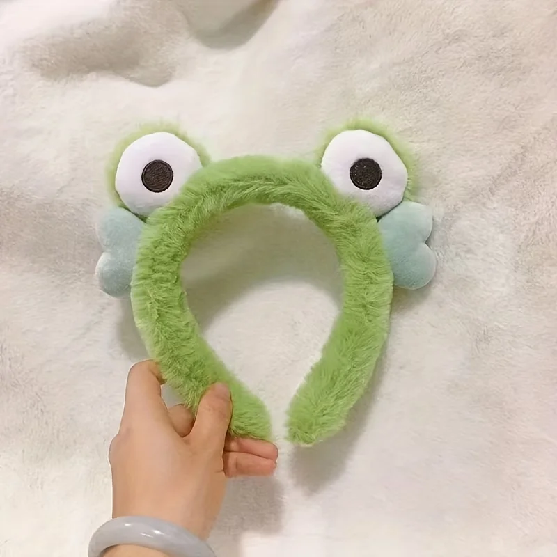 1 süßes Frosch-Plüsch-Haarband, geeignet für Frauen – weiches und bequemes Gesichts- und Haar-Accessoire, niedliches Frosch-Design – Detail 3