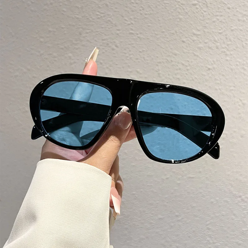 KAMMPT Piloten-Sonnenbrille für Damen 2026 – Neue Oversized Outdoor Casual Sonnenbrille für Herren – Trendige Vollrand-Sonnenbrille mit einfarbigen Gläsern und Dekor