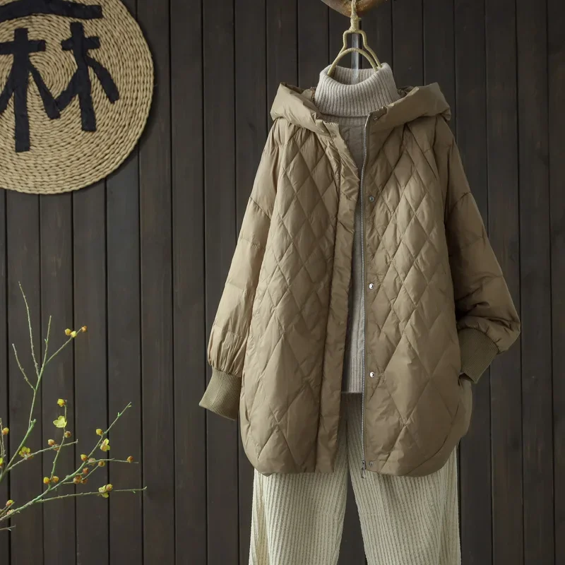 Solid Parkas for Women 2024 Autumn Winter New Fashion Thicken Warm Loose Casual Down Coats Hooded Zipper Chic Tops
