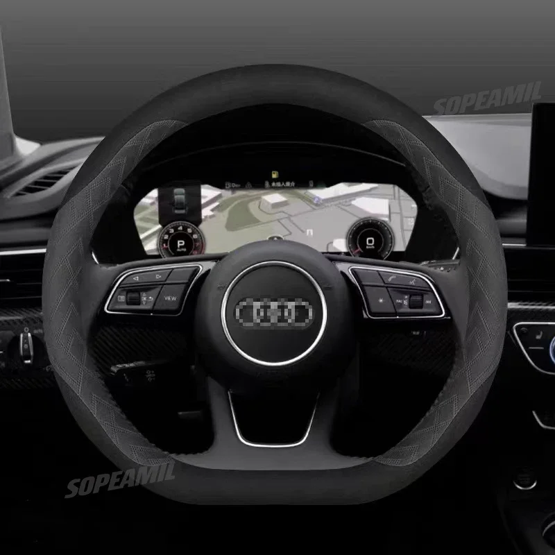 

Antislip Microfiber leather car suede steering wheel cover for Audi S Line A3 Q3 A4 Q5 A5 Q7 A6 Q8 A7 A8 TT S3 S4 S5 RS3 RS4 RS5