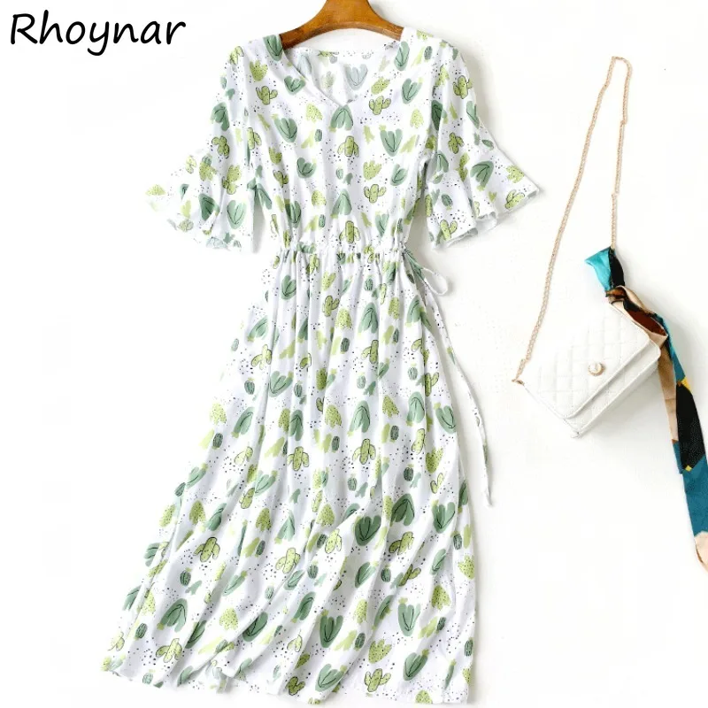 

Short Sleeve Dresses Women Summer Korean Style Thin Baggy Lace-up Abdomen Slim Fashion Beach High Street Temperament Casual Cozy