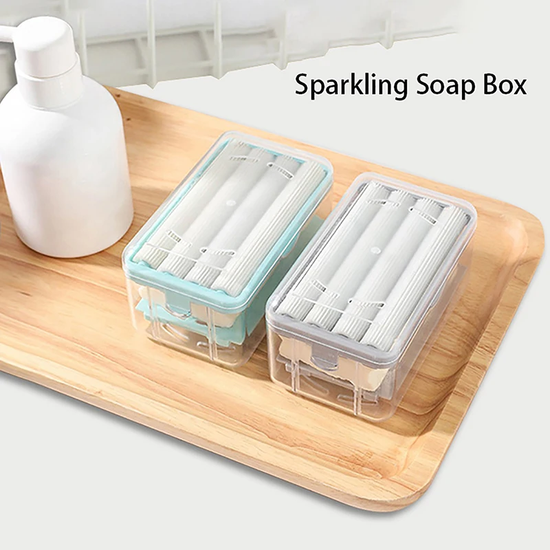 New Usage Roller Type Soap Dish Holder For Bathroom Toliet Soap Box Plastic Storage Container With Drain Water Bathroom Gadgets