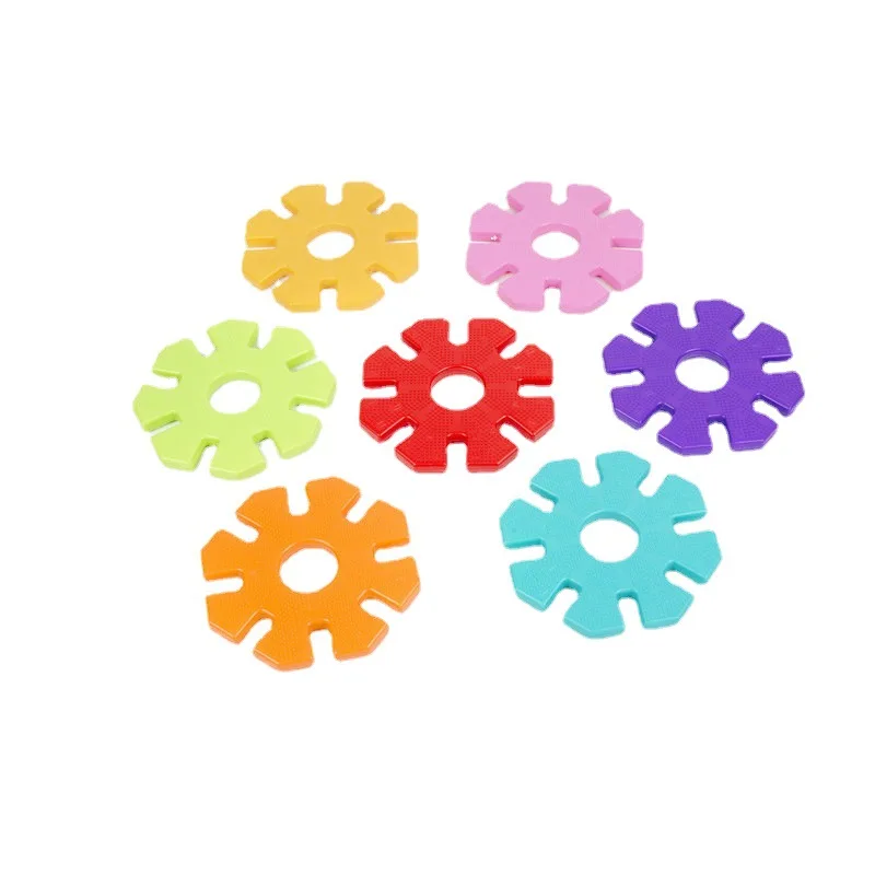 

Kindergarten creative DIY blow molding large snowflake pieces colorful plastic mosaic snowflake pieces building block