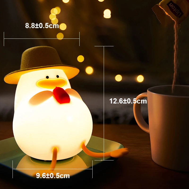 Cute Duck Silicone Lamp Pat Table Lamp Bedroom Bedside Decorative Sleep Soft Light RGB 7 Color Decompression Toy Baby Light