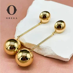 Obega Fashion Ball Tassl Drop Earrings Minist Gold Color Dangle Ear Stud Trendy Party Jewelry HIp Hop Woman's Gift