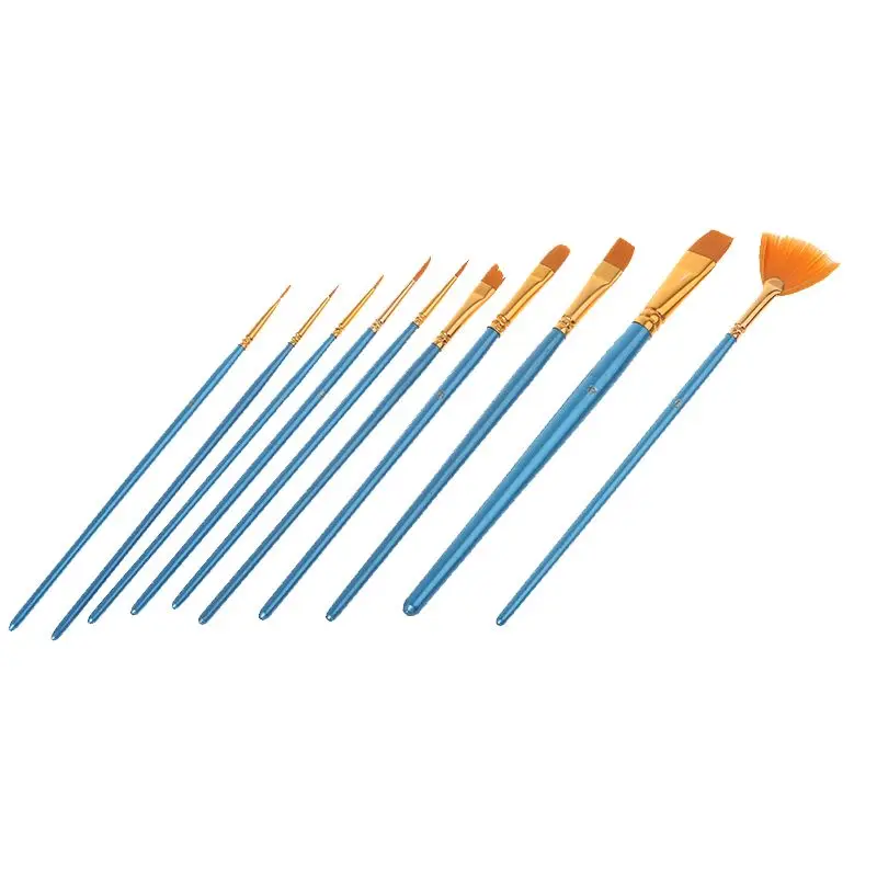 10 szt. Pędzel akrylowy Nylonowe włosy akwarelowe Flabellum Spiczasta końcówka Zestaw artystów