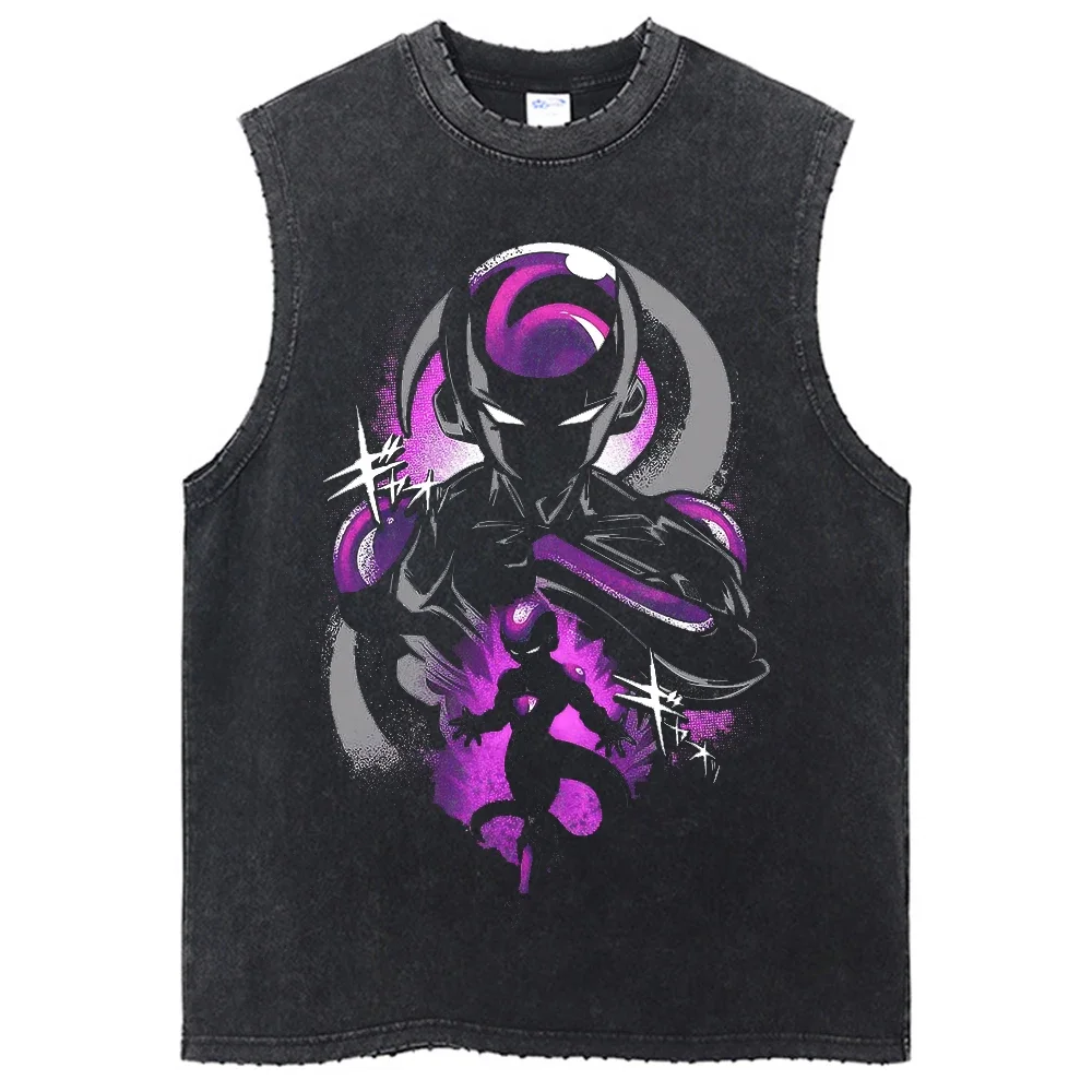 2024 T-Shirts Sleeveless Dragon Ball Print Man Tops Tees Retro Washed Japanese Anime Graphic Streetwear Harajuku Oversize Tank