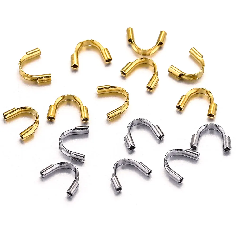 50pcs Stainless Steel Gold Plated Loops Clasps U Shaped Wire Protector Fastener for DIY Jewelry Making Supplies Crafts