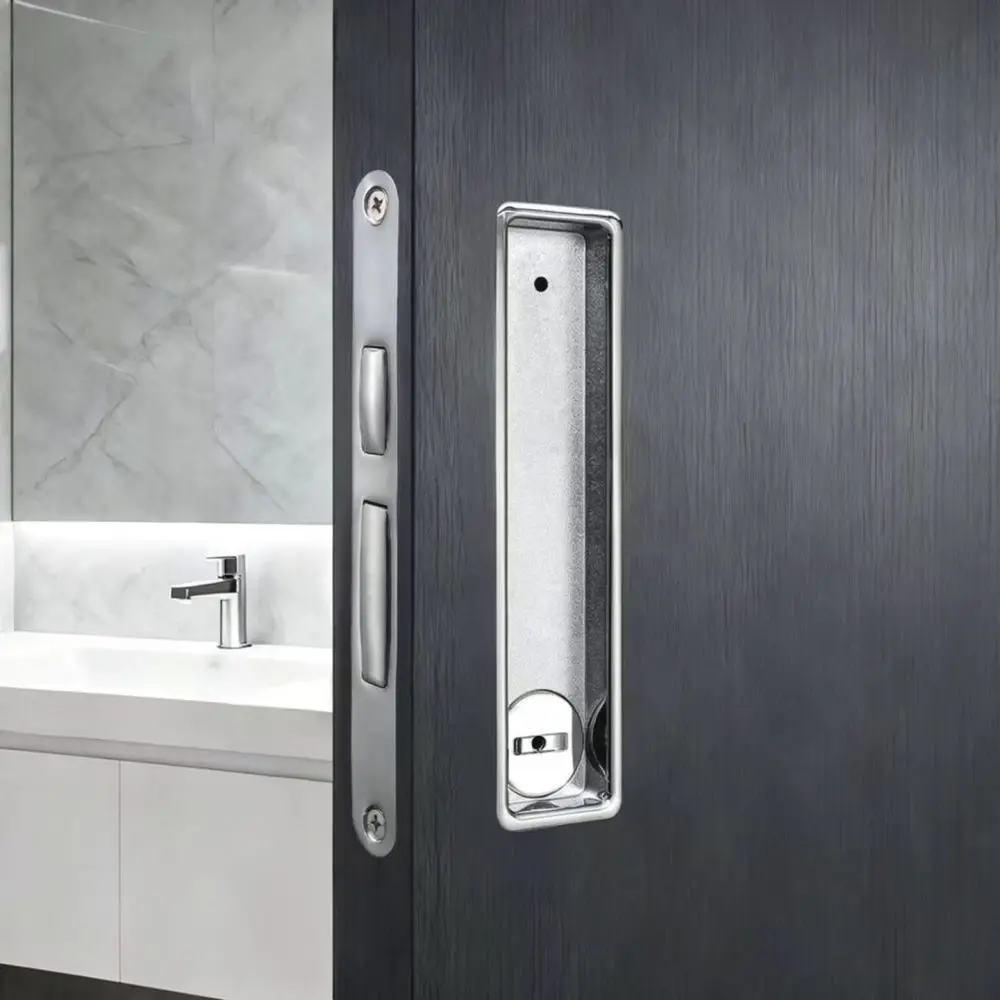 Modern Sliding Door Lock Invisible Pocket Handle Zinc Alloy Hardware For Bedroom Bathroom Kitchen Hidden Flush Door Latch