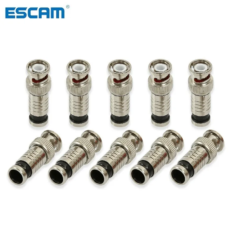 ESCAM Hot Selling 10PCS/lot BNC Connector Compression Connector Jack for Coaxial RG59 Cable CCTV Camera Accessories