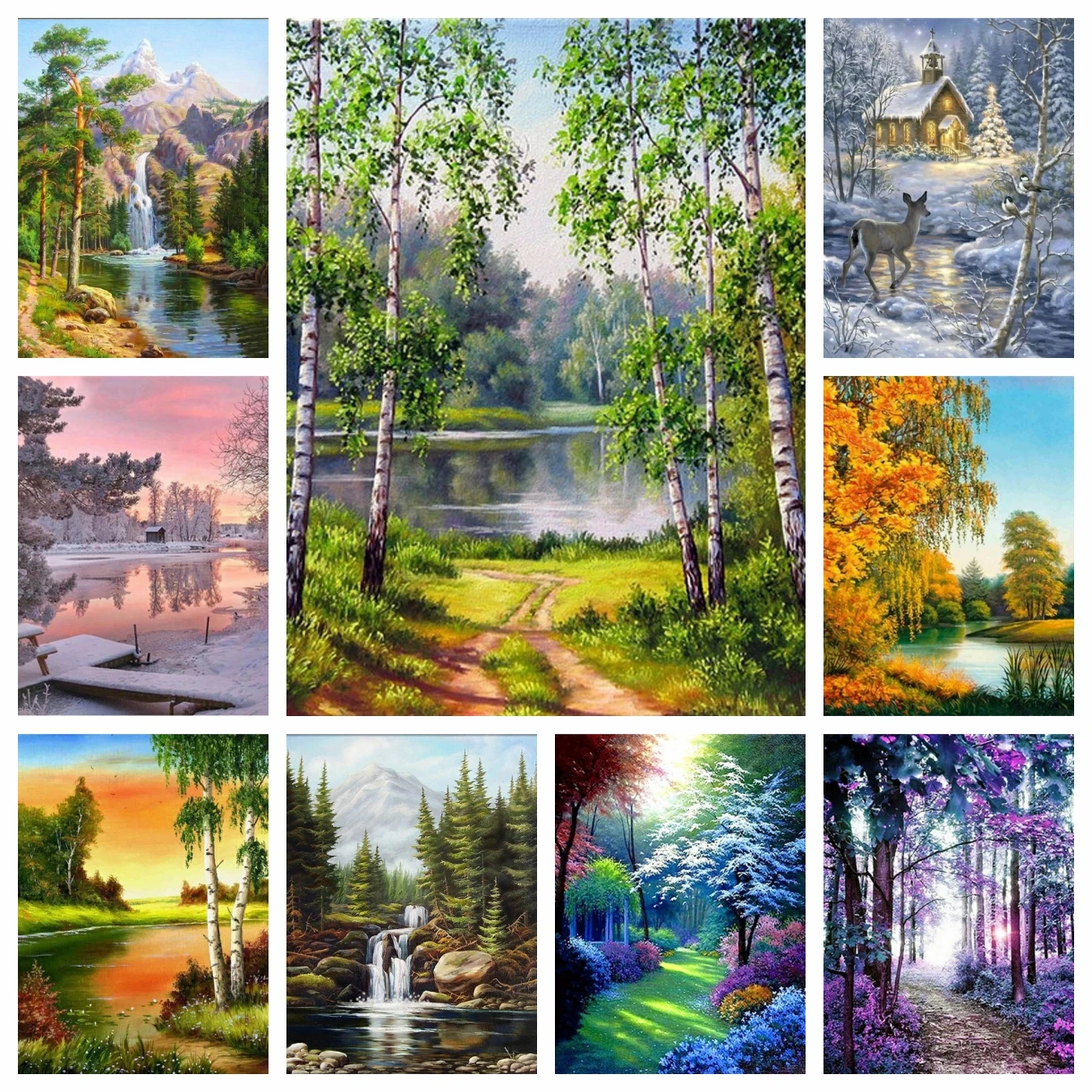 

5D Diamond Painting Full Round Diamond Mosaic Landscape Diamond Embroidery Sale Autumn Scenery