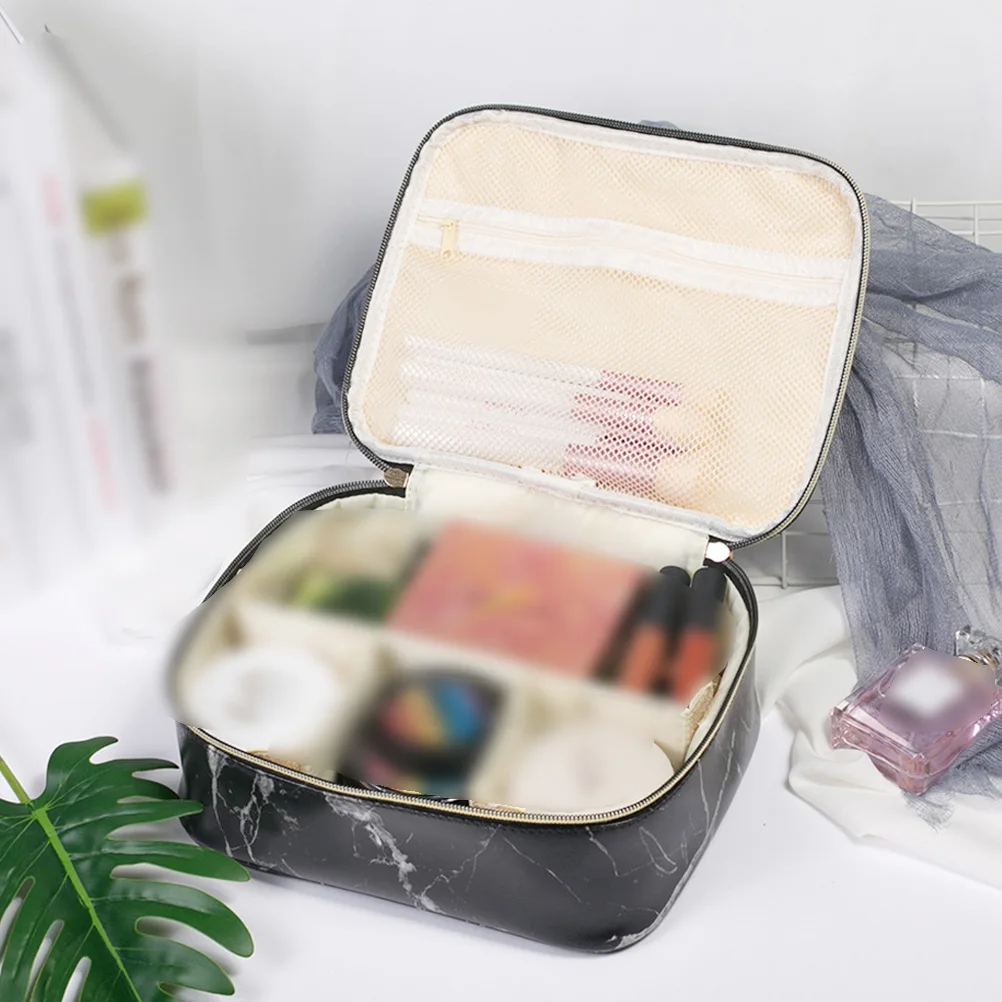 

Lightweight Travel Bag Marble Pattern Makeup Pouch Toiletry Zippered Large Capacity Scratch Resistant Portable Daily