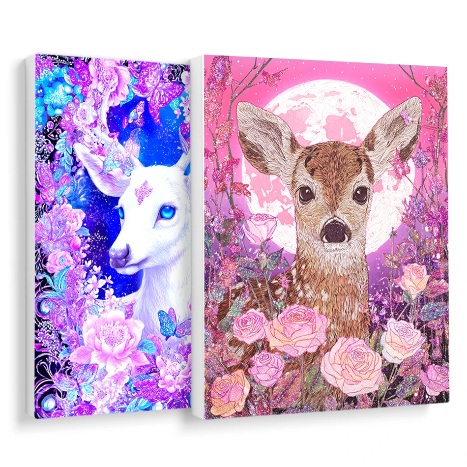 

RUOPOTY Painting By Numbers Forest animal deer flower Coloring By Numbers Drawing On Canvas Watercolors Adult Coloring Oil Kits
