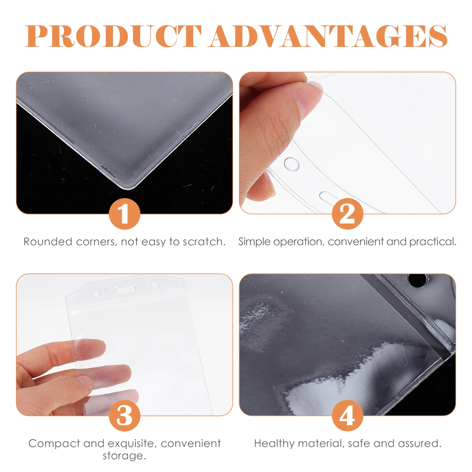 

50 Pcs PVC Clear Badge Holder ID Card Protector Retractable Name Tag Sleeves Work Cards Container For Professional Use