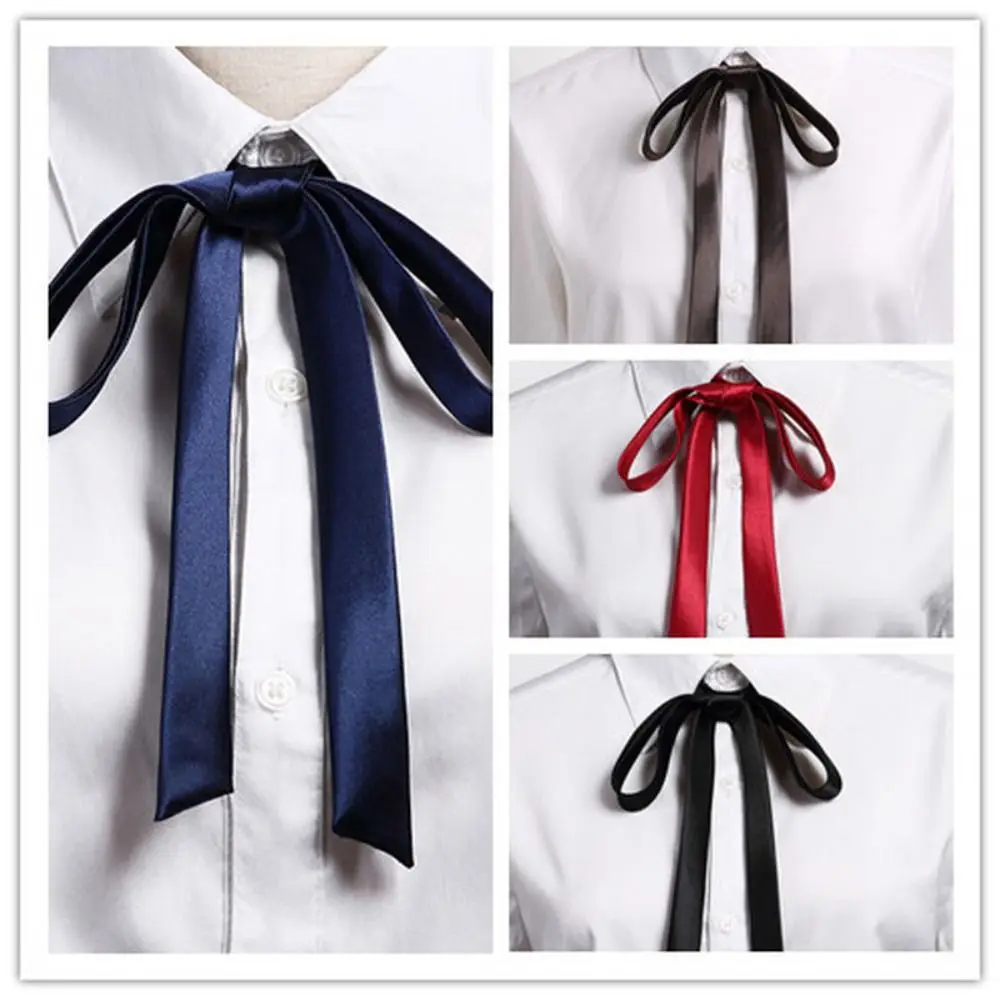 Pajarita de satén Vintage, lazo fino y elegante, accesorio para camisa, cinta JK
