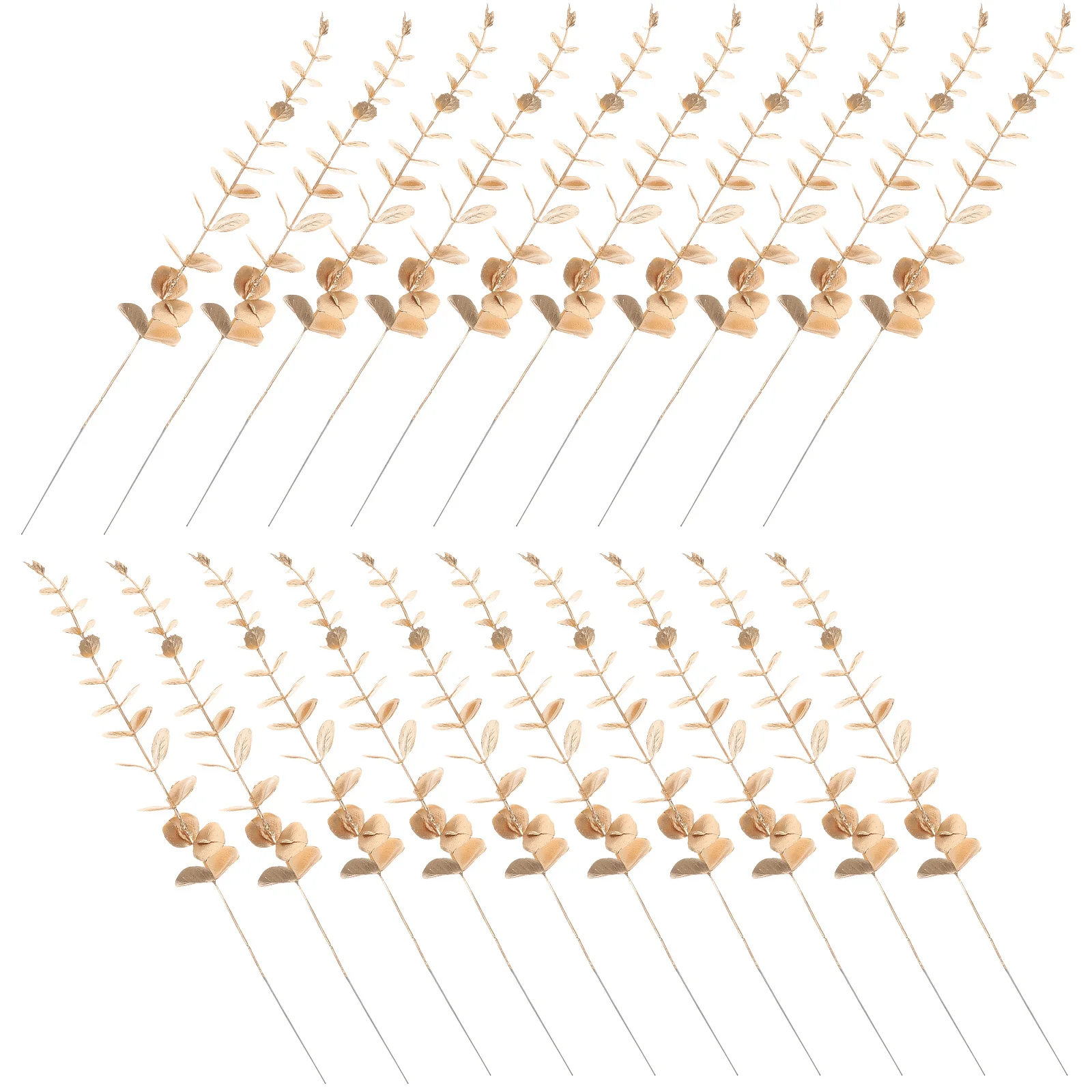 

20pcs Faux Stems Golden Artificial Leaves For Home Decor Wedding Centerpiece Nordic Foliage Bundle Eucalyptus Decor Faux