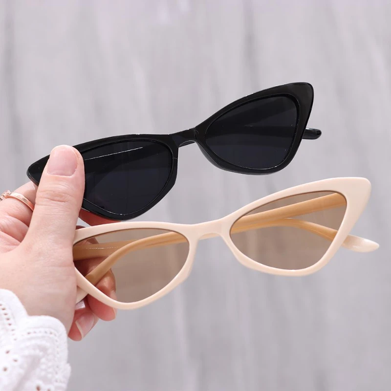 Fashion trends Cat Eye Eyewear Sexy Vintage Ladies Sunglasses Small Black White Triangle Woman Cute Sun Glasses UV400 image 3