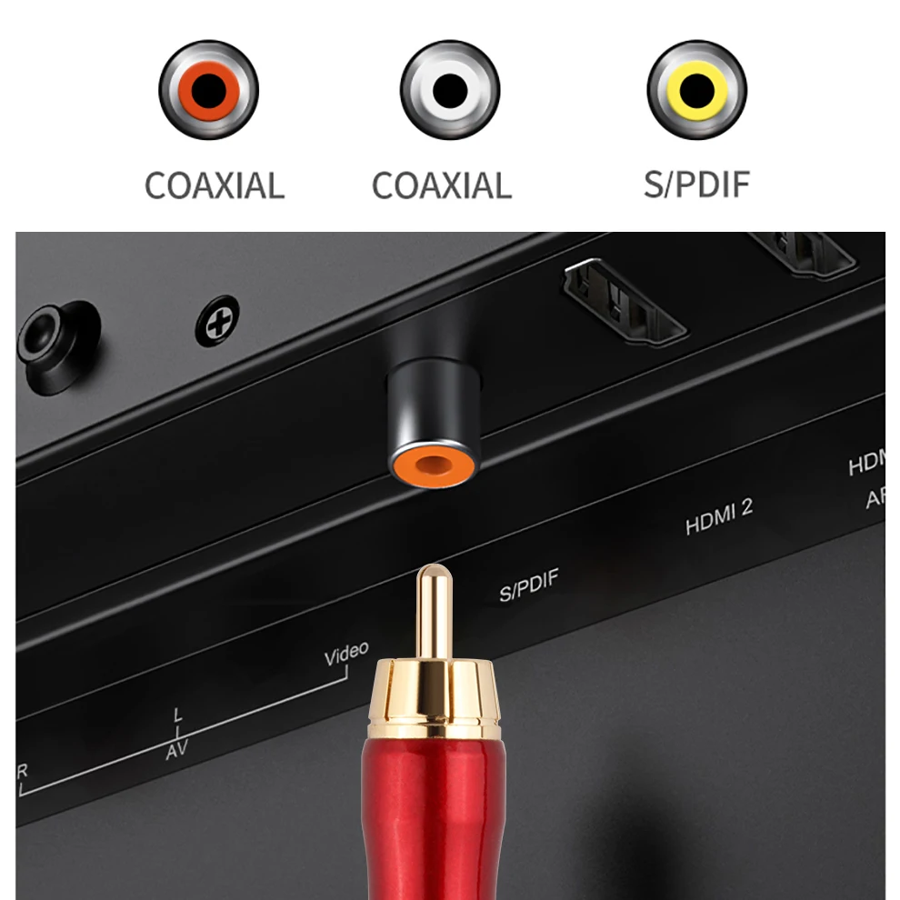 6N OFC 75ohm Hifi Digital Coaxial Cable RCA to RCA Male Subwoofer Audio Video RCA Cable High End 1m 2m 3m 5m 8m 10m