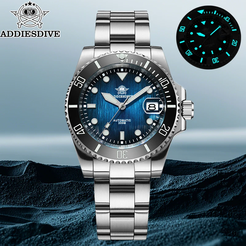 

ADDIESDIVE New AD2078 41mm Men Automatic watches Sapphire glass BGW9 Green Luminous 200m Waterproof Automatic Mechanical Watch