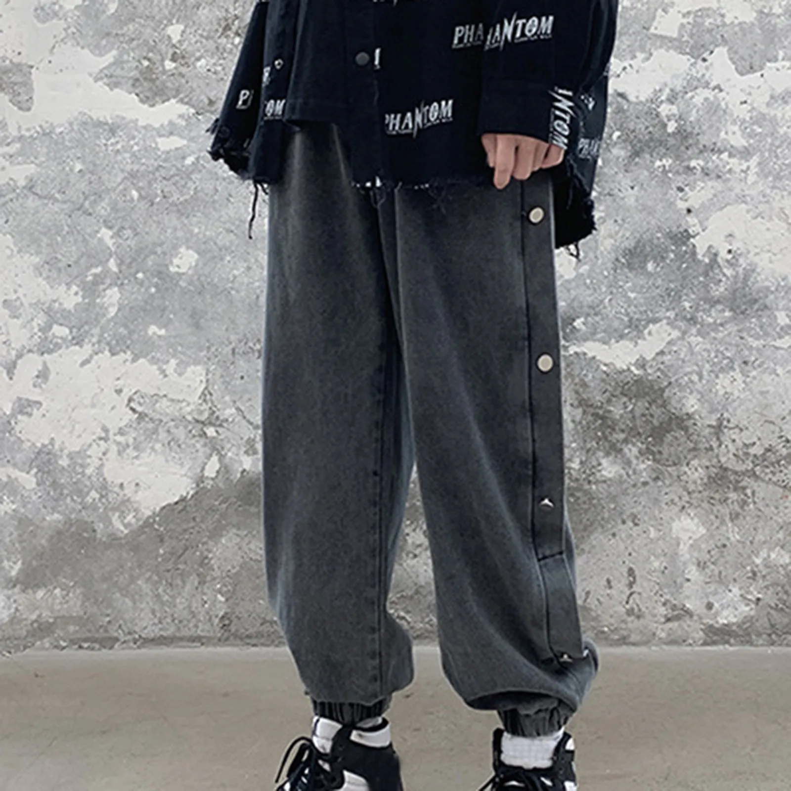 

2024 Korean Style Straight-leg Trendy Cropped Jeans Youth Boys Loose-fit Bell Bottoms Casual Versatile Denim Pants