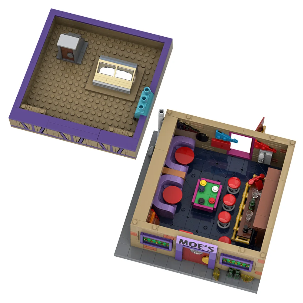 Gobricks MOC سيمبسون وحدات مو حانة اللبنات سبرينغفيلد مكان وحدات مو الحانة بار الطوب نموذج اللعب هدية