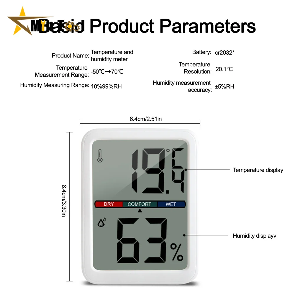 Digital Temperature And Humidity Meter Hygrometer Temperature Monitor LCD Display Home Supply