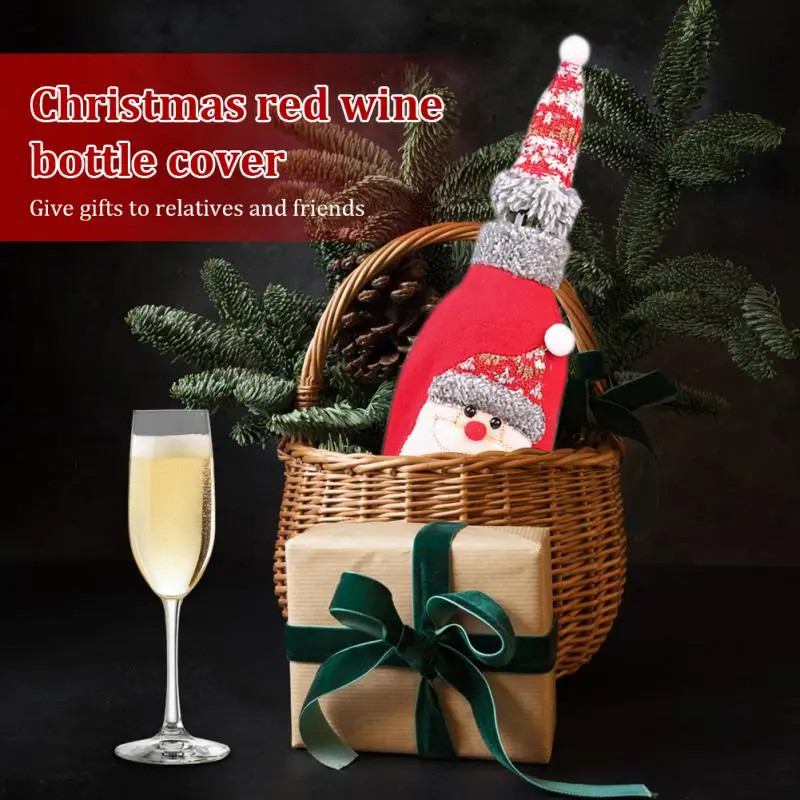 2/4/6PCS Santa Claus Champagne Bottle Bag Atmosphere Non-woven Fabric Christmas Table Decorations Champagne Bottle Cover