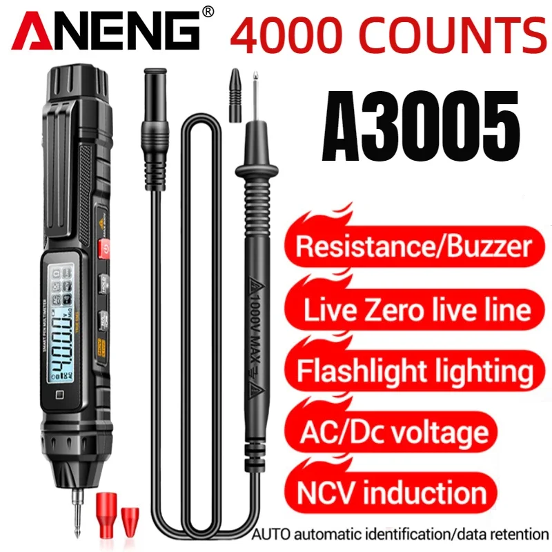 A3005 A3009 A3003 Smart Digital Multimeter Pen 4000 Counts Voltmeter Ammeter AC/DC Voltage Tester Ohm Diode Tester Meter Tools