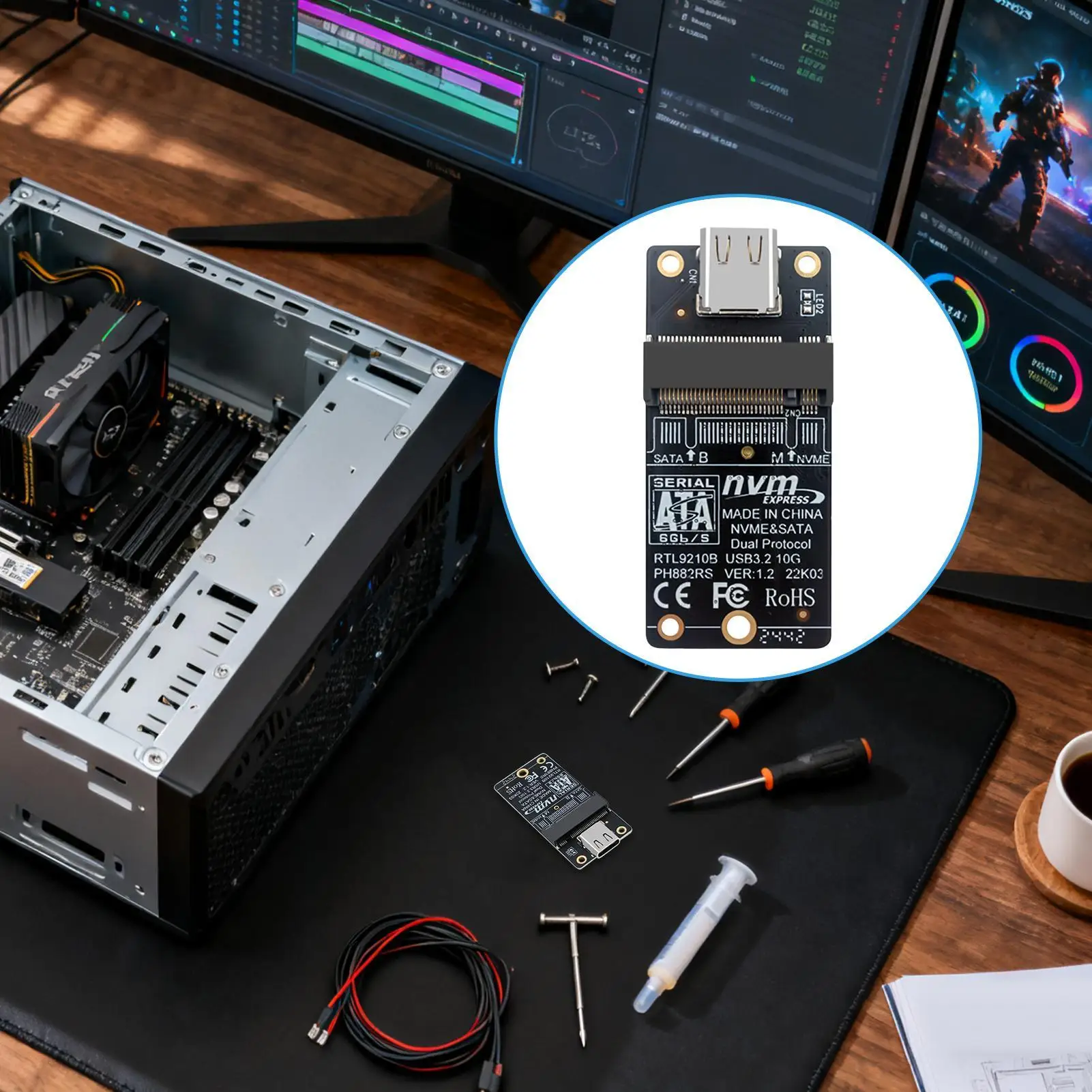 

Внутренний жесткий диск M.2 до Type-C, серверный жесткий диск 10 Гбит/с для модификации компьютера, ноутбука, эффективное рассеивание тепла