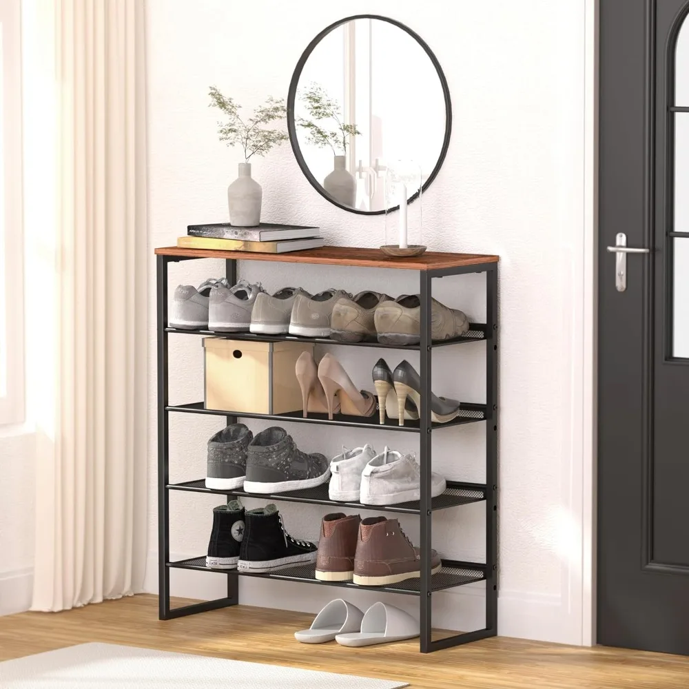 

Sturdy Steel Shoe Organizer for Front Door Entrance with Spacious Top Free Standing Storage Shelves (5-Tier 11.8"x36.2"x31.5")