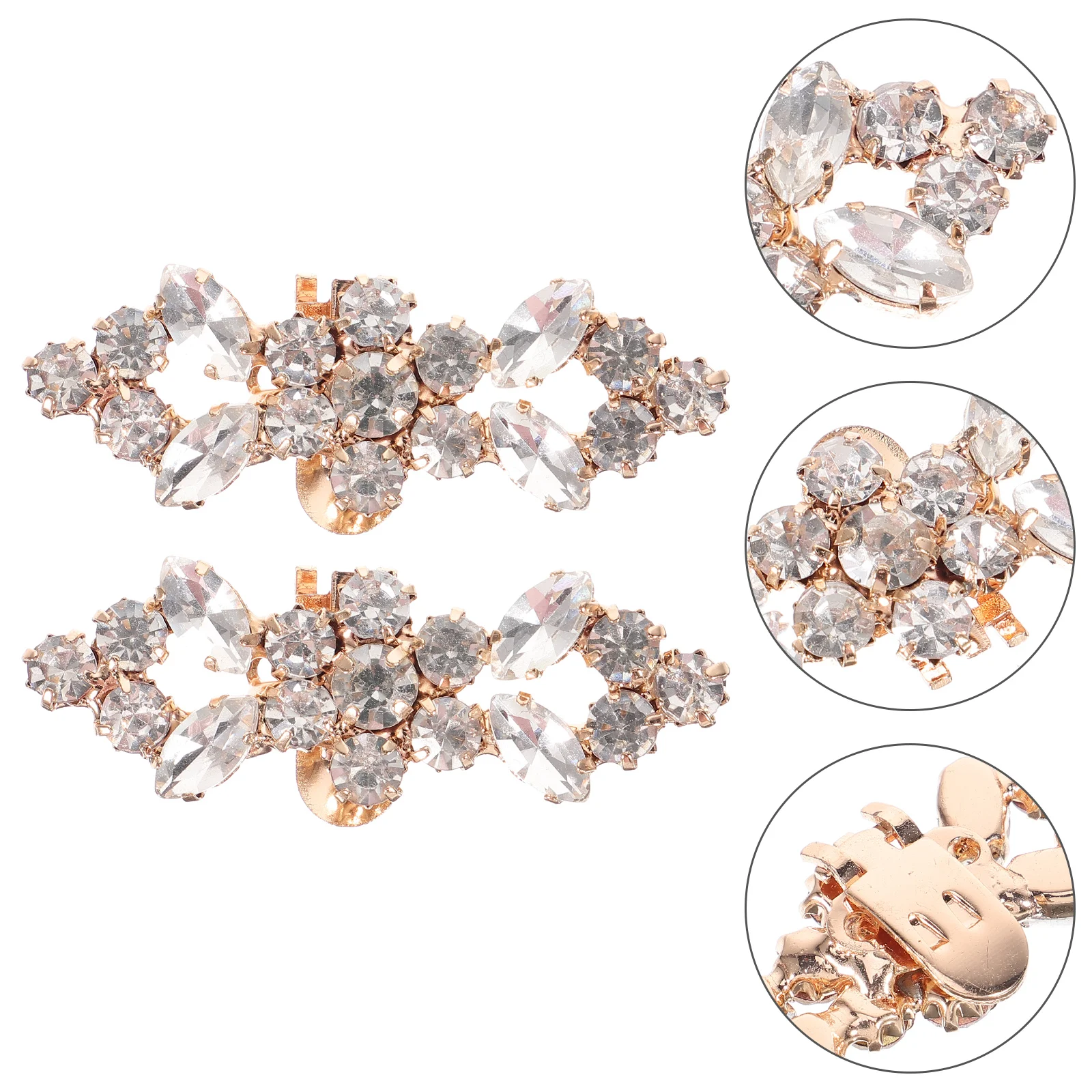 

2 Pcs Rhinestone Buckle Shoe Clips for Pumps Heel Decorative Rhinestones Applique Fashion Elegant Bridal Party Wedding