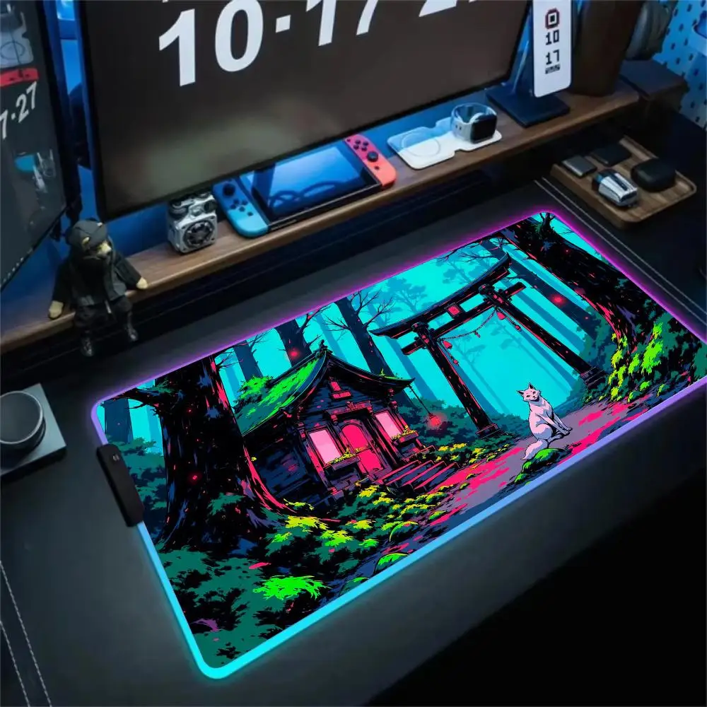 

RGB Mouse pad Cyber Fantasy Forest LED glow gaming mat rubber anti-slip Desk Mat gamer pc accessories Gaming keypad mousepad