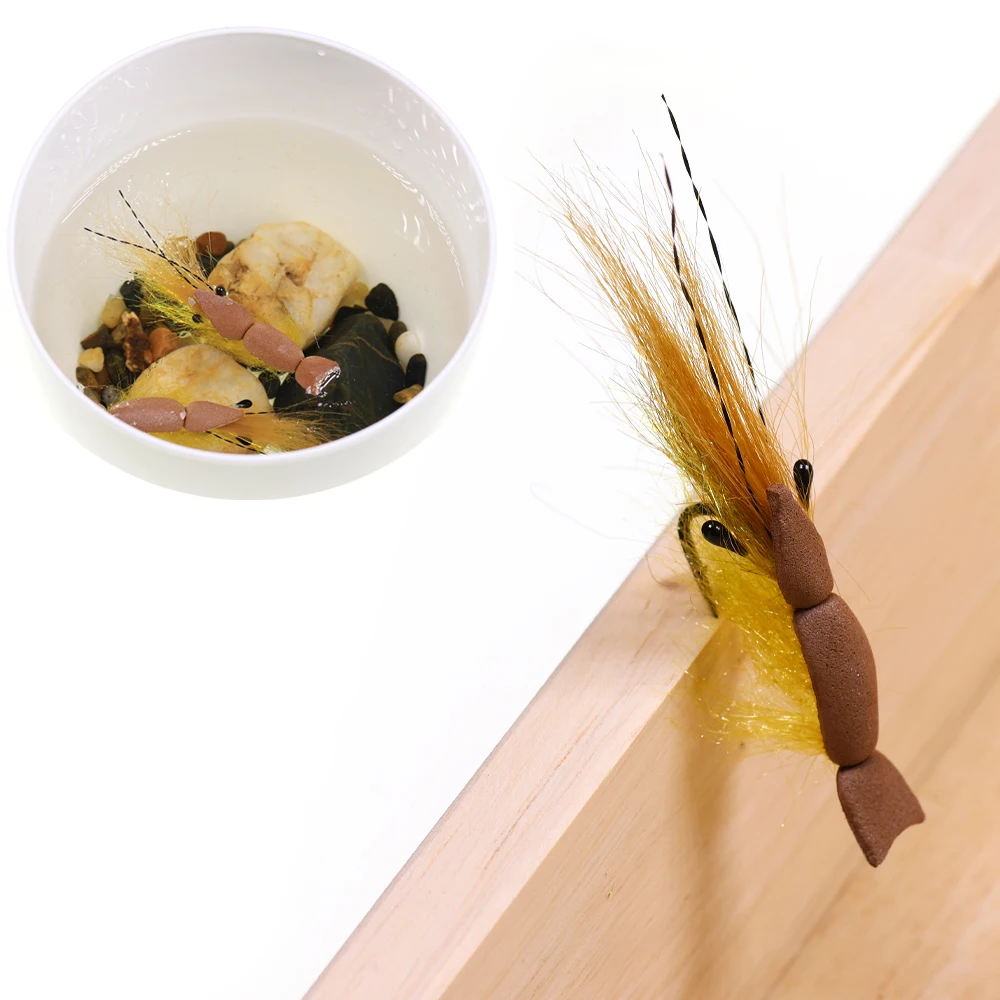 ICERIO 3/6PCS Isca Artificial Suspensa Slomo Shrimp para Pesca com Mosca em Água Salgada e Doce para Truta, Redfish e Mullet com Base de Espuma