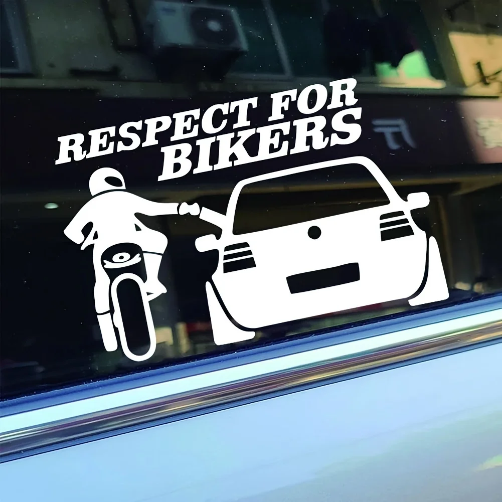 Respect For Bikers Sticker Motorcycle Rider Vinyl Decal Waterproof Car Truck Holographic Black White Decoration