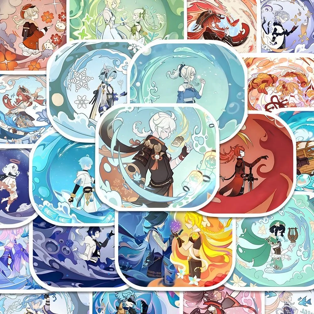 

108 шт., наклейки на обои Genshin Impact Island с высокой номинальной ценностью, наклейки с аниме-играми, украшают рабочий стол