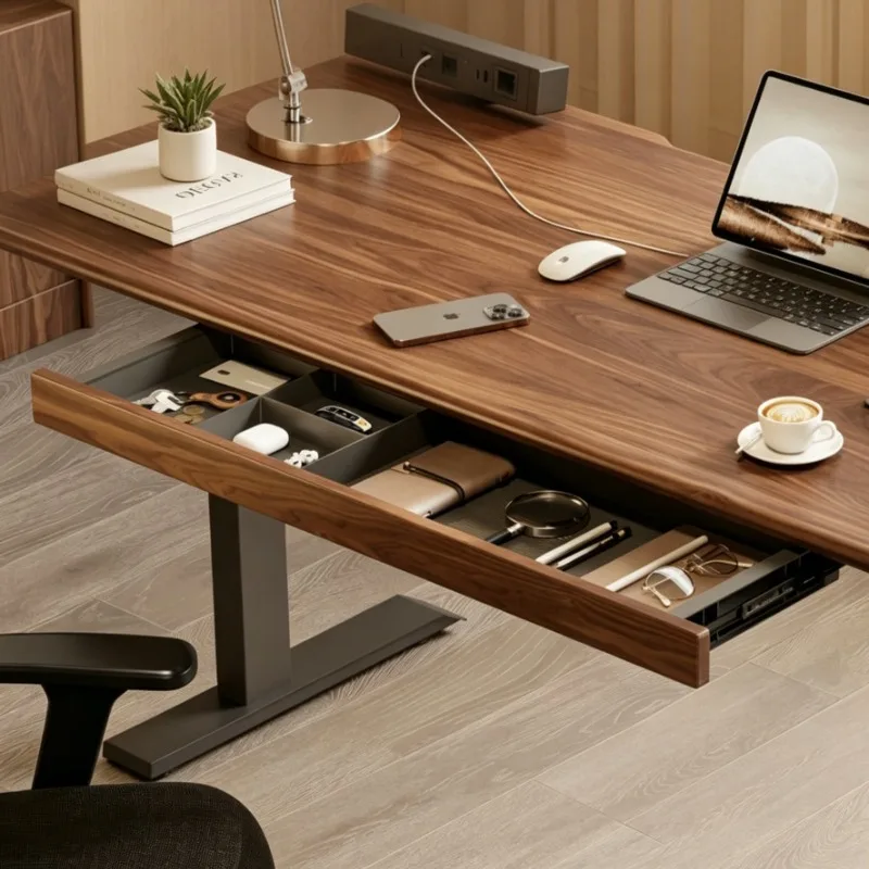 Wooden Under Desk Drawer Office Hide Undertable Storage Drawers Silent Large Capacity Divided Drawer Household Organizer Drawers