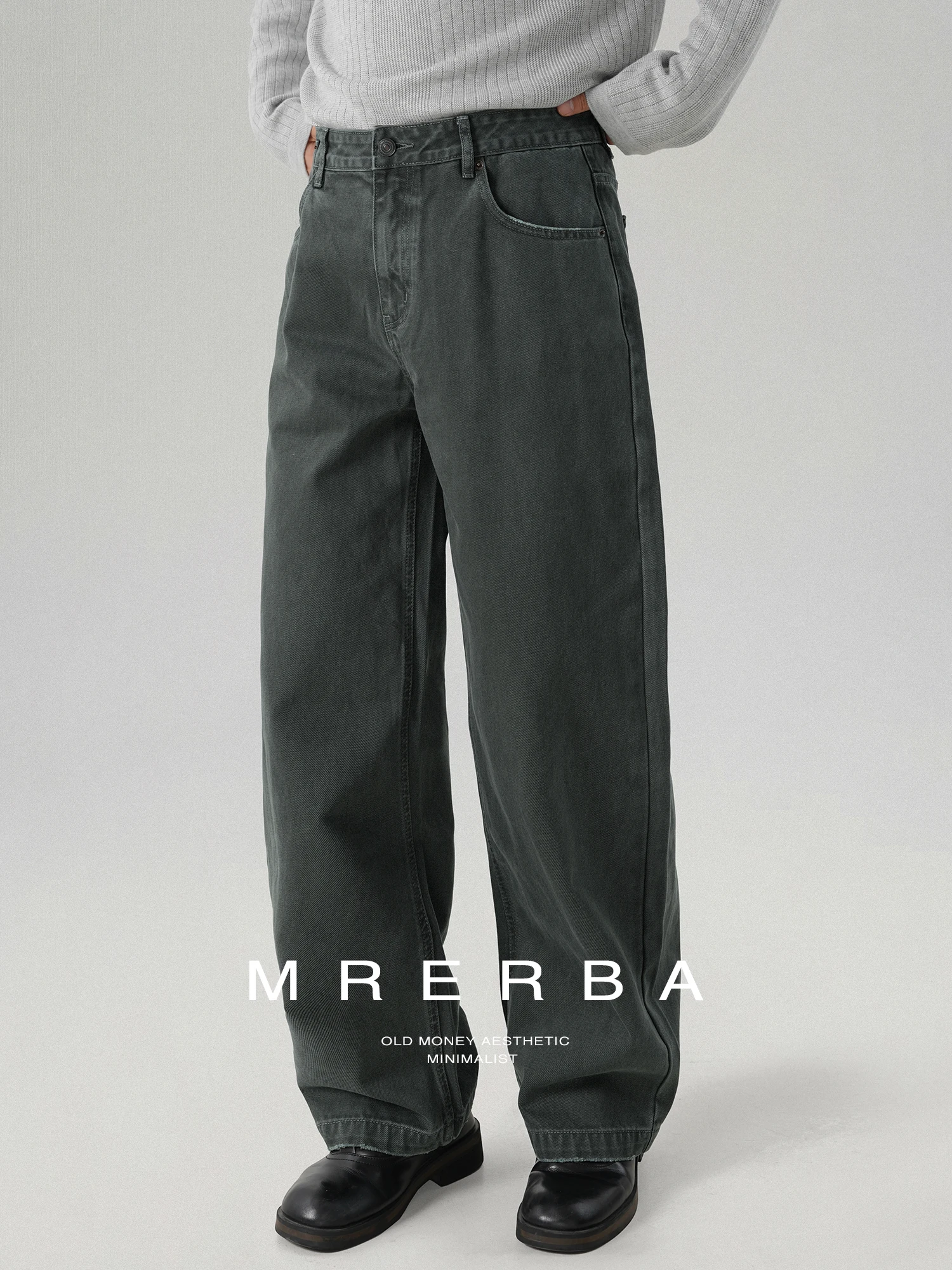 Worn-In American Retro Denim Jeans Casual Pants Wide Leg Style Durable Wear Resistant Men's Cotton Workwear Style Trousers