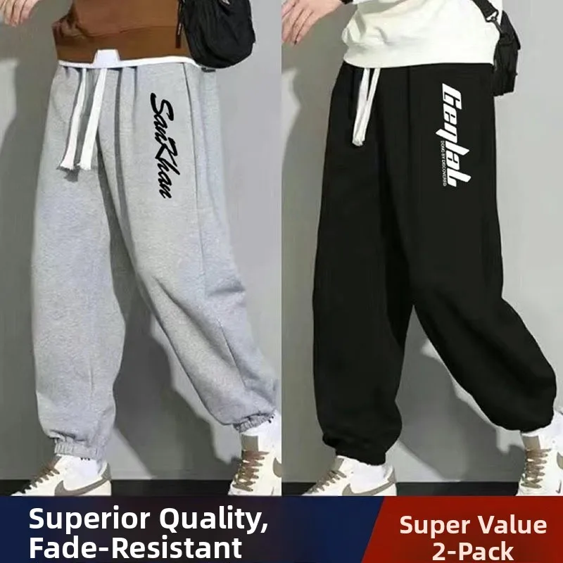 

Свободные эластичные тонкие спортивные брюки с принтом для мужчин, модные универсальные повседневные брюки прямого кроя, осенне-зимняя модная уличная одежда