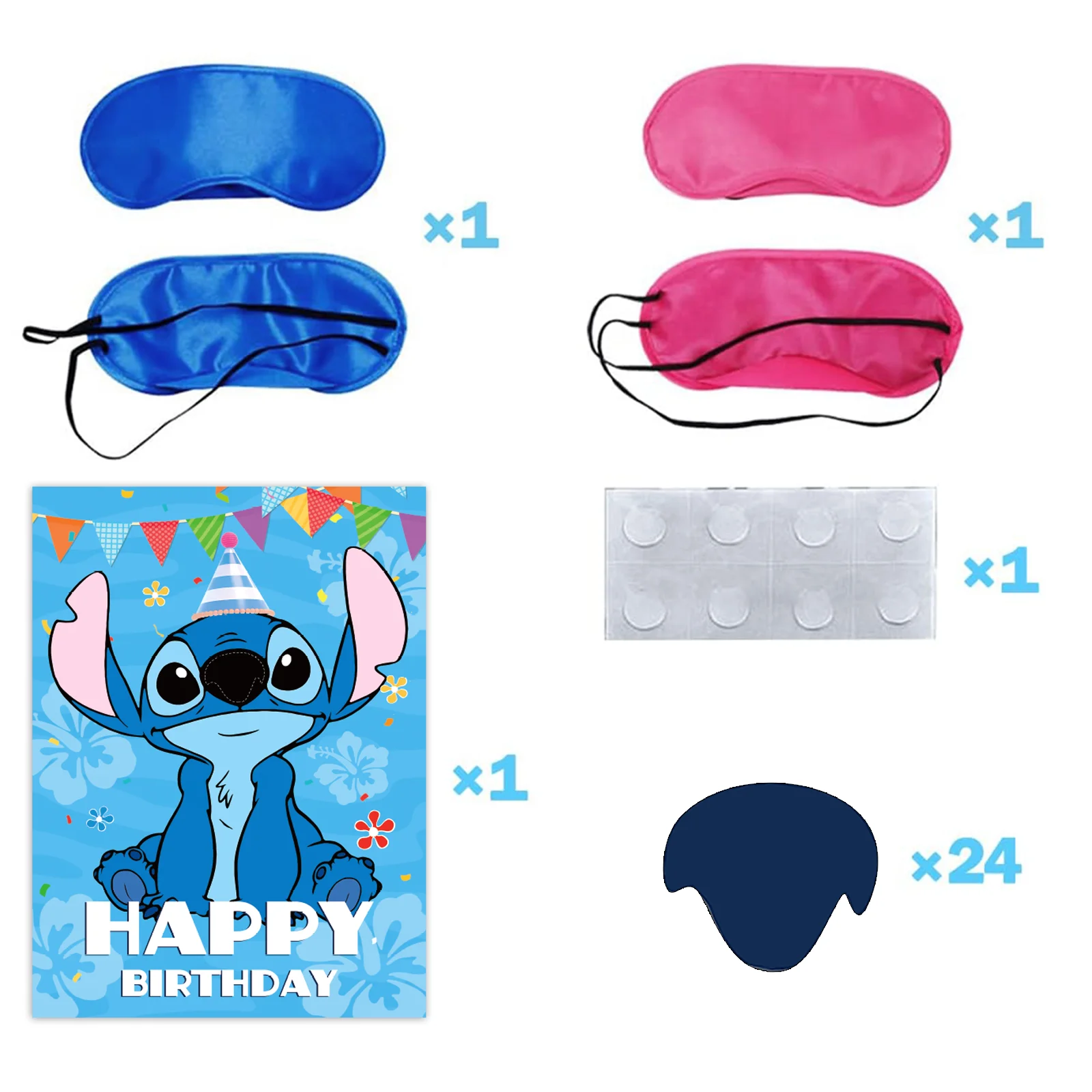 Pin The Nose On The Stitch Party Game Posters Stickers Disney Stitch Party Decoration Kids Baby Shower Favor Birthday Sets Gift