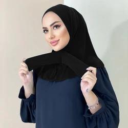 2022 Turkey Ready to Wear Snap Fastener Hijab for Muslim Women Full Cover Head Wraps Scarf Islam Turban Caps Turbante Mujer