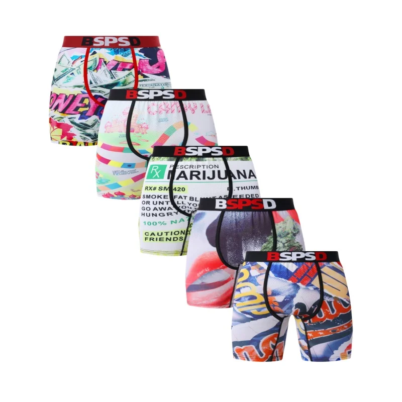 

5Pcs Men Underwear Boxers Sexy Breathable Mens Boxershorts Trunks Plus Size S-2XL Man Swimming Underpants Men's Panties Boxers