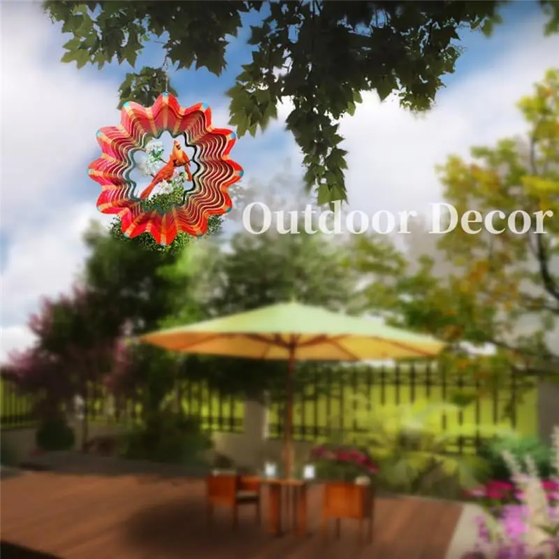 DT19 Outdoor Wind Spinner for Garden, 3D Visual Effect Kinetic Wind Sculpture, Stainless Steel Hanging Lawn Ornament for Gift