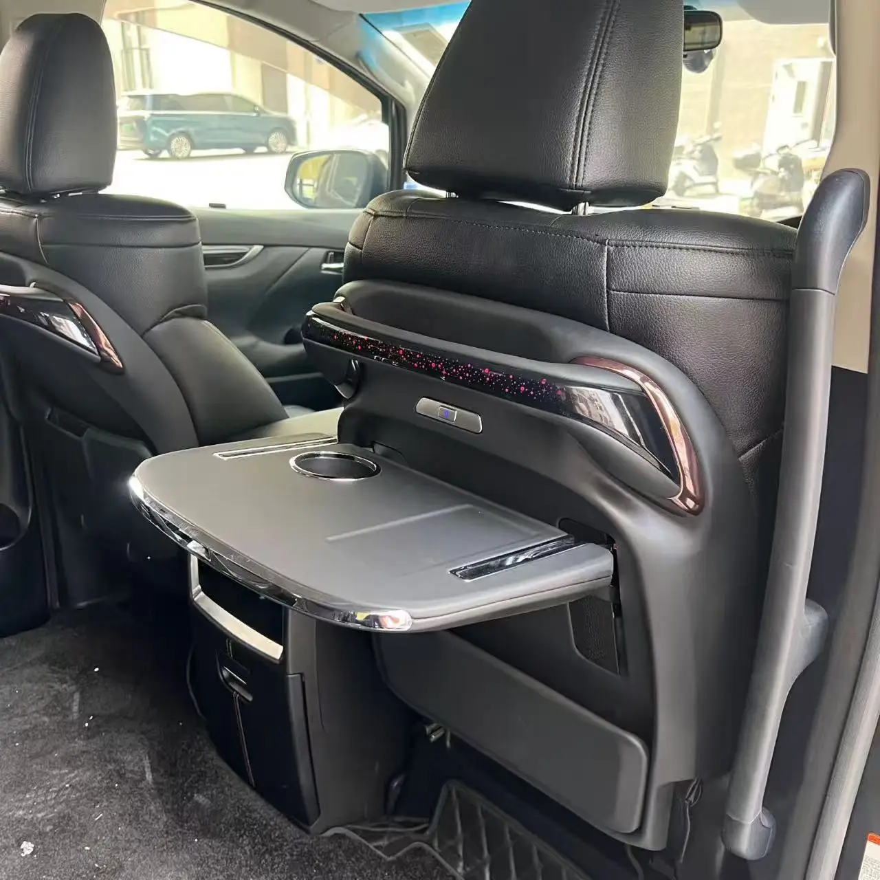 

Backrest Table with Wireless Charging Cup Holder Electric Driver and Passenger Seat Folding Airplane Table
