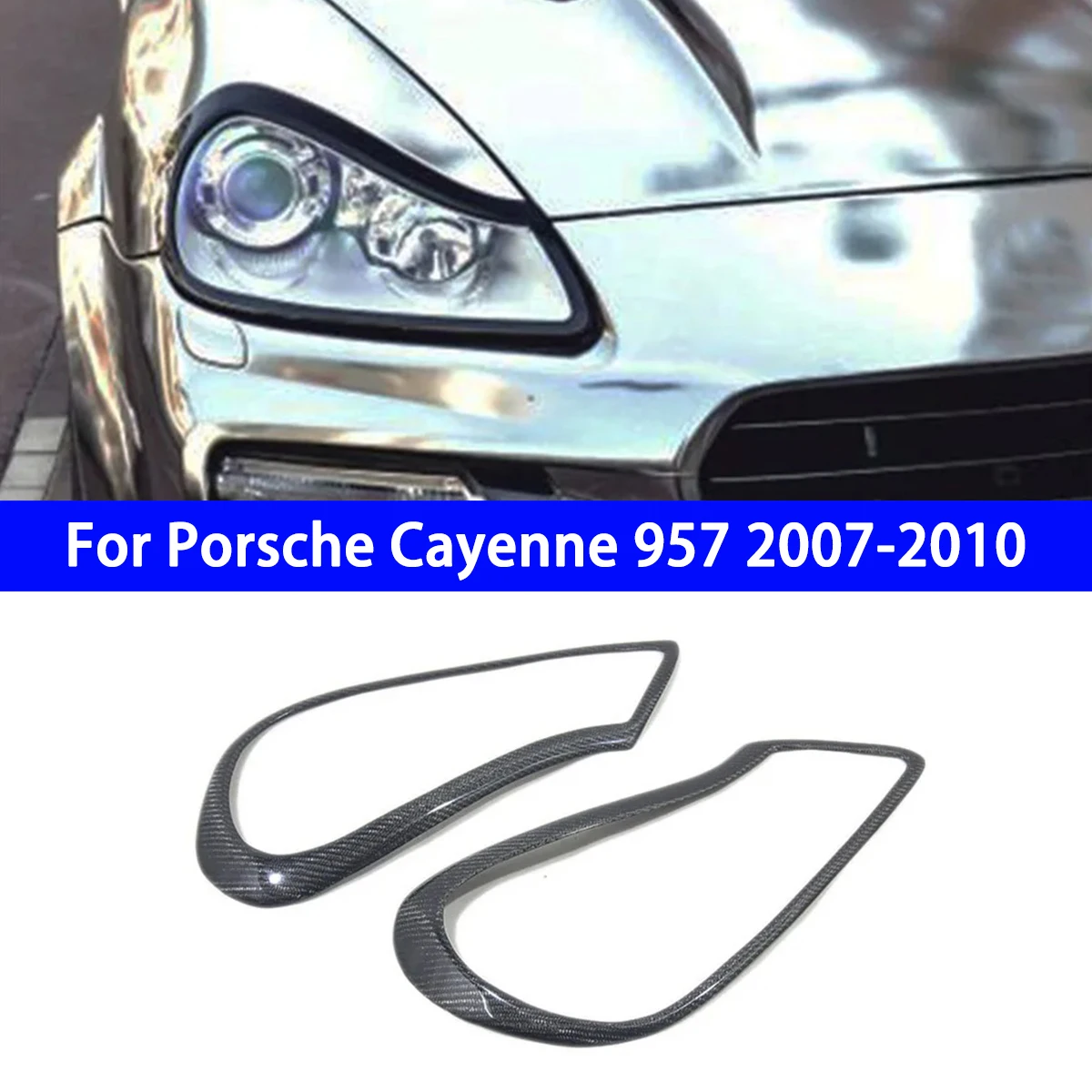 

Suitable for Porsche Cayenne 957 2007-2010 Carbon Fiber Modified Front Headlight Cover Front Headlight Cover Cayenne Eyebrow